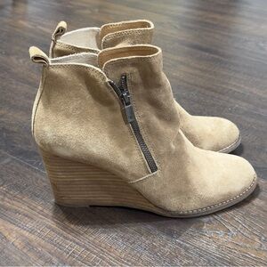 Lucky Brand Suede/Leather Wedge Ankle Booties Size 9 Women